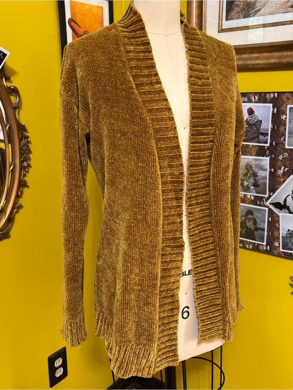 Forever 21 Mustard Chenille Open-Front Cardigan Small